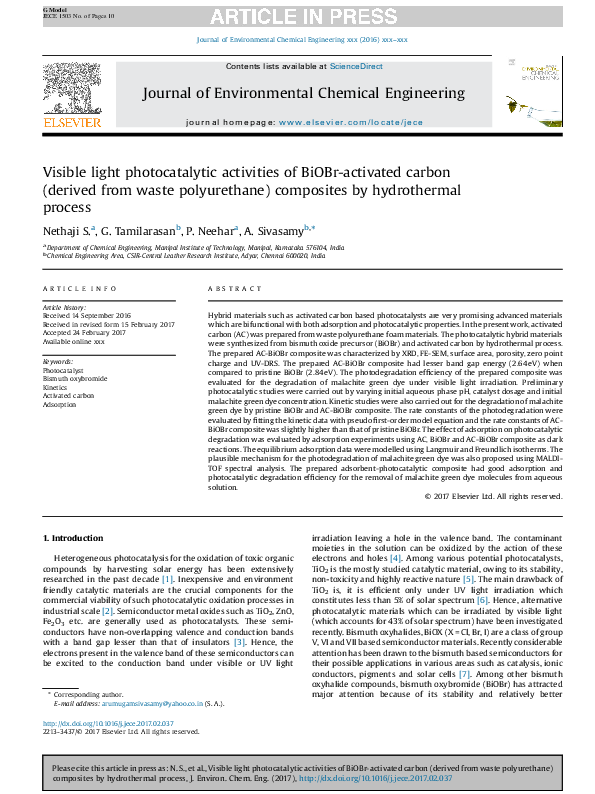 (PDF) Visible light photocatalytic activities of BiOBr-activated carbon ...