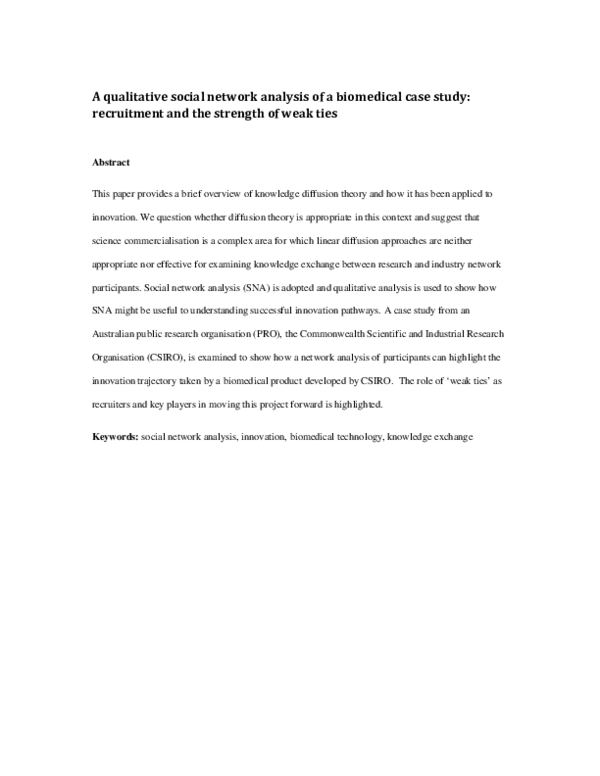 (PDF) A qualitative social network analysis of a biomedical case study ...