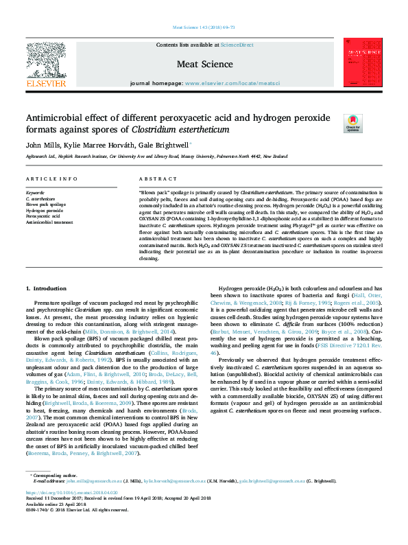 (PDF) Antimicrobial effect of different peroxyacetic acid and hydrogen ...