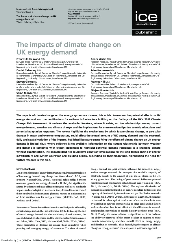 (PDF) The impacts of climate change on UK energy demand