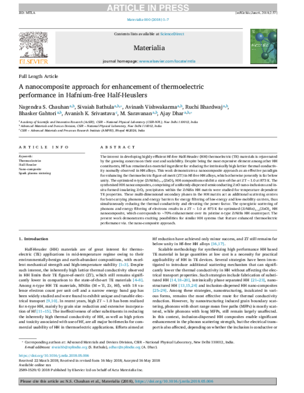 (PDF) A nanocomposite approach for enhancement of thermoelectric ...