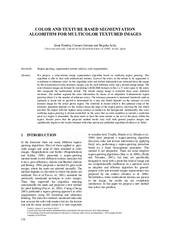 (PDF) Color and texture based segmentation algorithm for multicolor ...