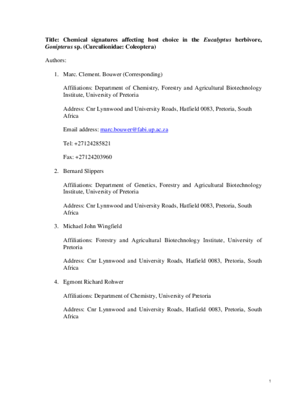 (PDF) Chemical signatures affecting host choice in the Eucalyptus ...