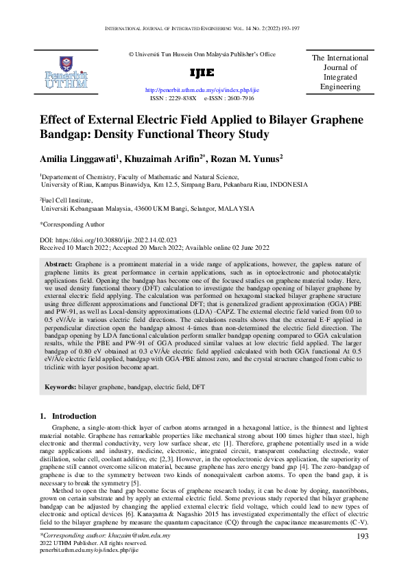 (PDF) Effect of External Electric Field Applied to Bilayer Graphene ...