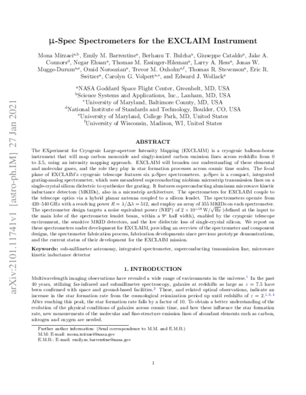 (PDF) µ-spec spectrometers for the EXCLAIM instrument