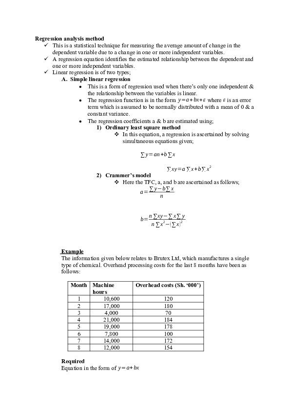 (DOC) FINDING COST ESTIMATION USING REGRESSION ANALYSIS METHOD