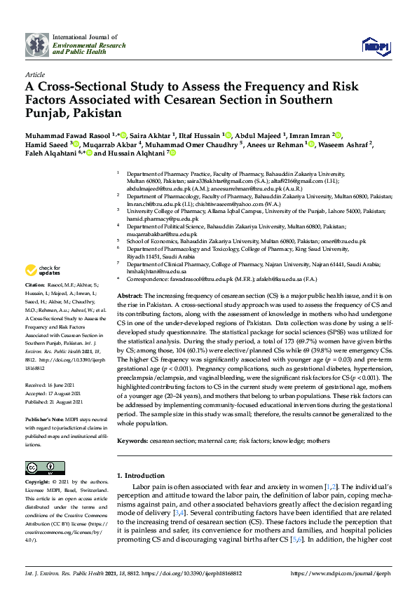 (PDF) A Cross-Sectional Study to Assess the Frequency and Risk Factors ...