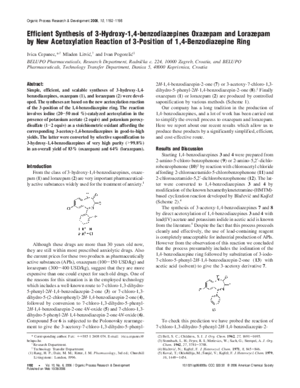 (PDF) Efficient Synthesis of 3-Hydroxy-1,4-benzodiazepines Oxazepam and ...
