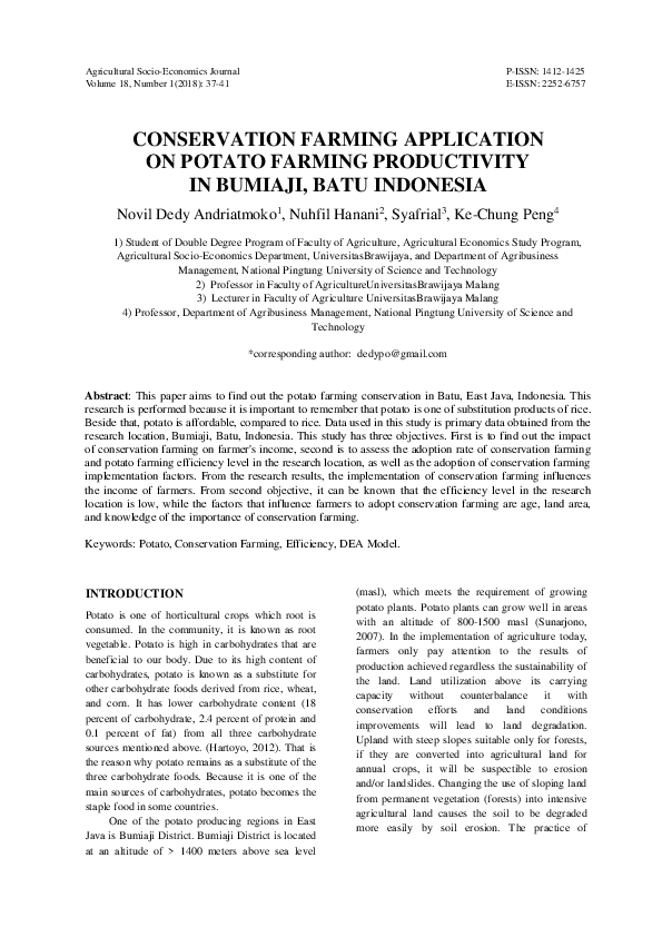 (PDF) Conservation Farming Application on Potato Farming Productivity ...