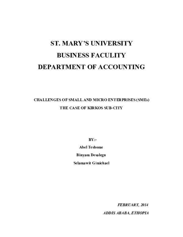 (PDF) Challenges of small and micro enterprises (SMEs): the case of ...