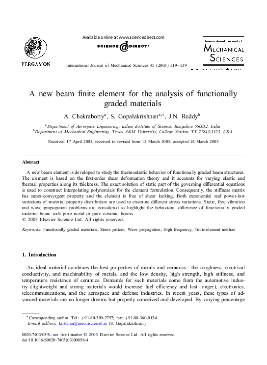 (PDF) A new beam finite element for the analysis of functionally graded ...