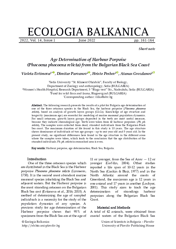 (PDF) Age Determination of Harbour Porpoise (Phocoena phocoena relicta ...