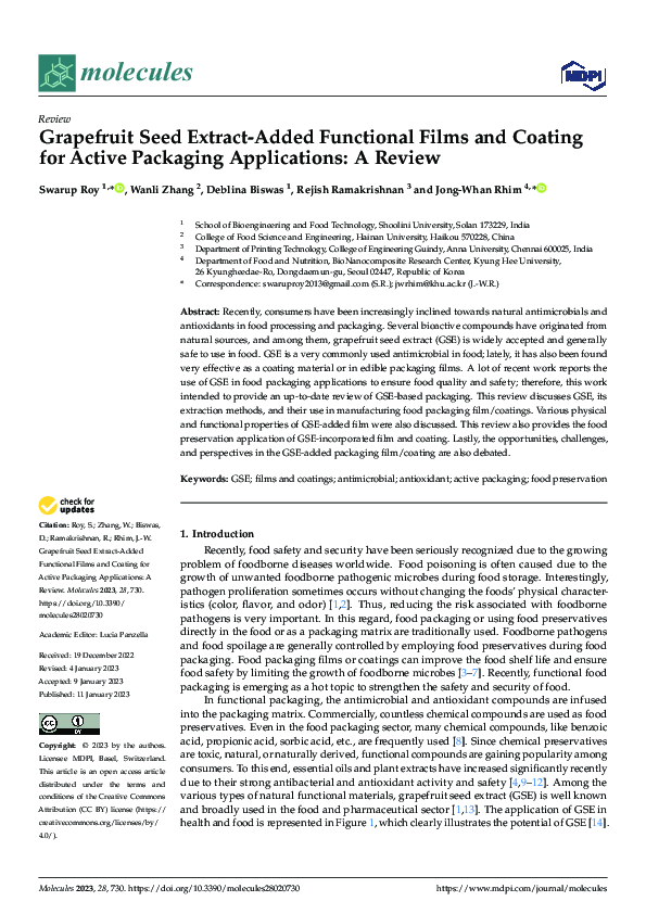 (PDF) Grapefruit Seed Extract-Added Functional Films and Coating for ...