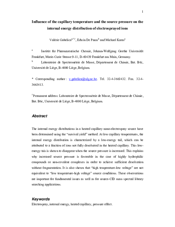 (PDF) Influence of the capillary temperature and the source pressure on ...