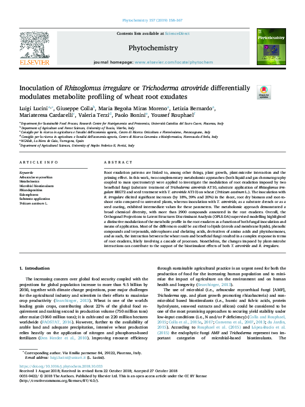 (PDF) Inoculation of Rhizoglomus irregulare or Trichoderma atroviride ...