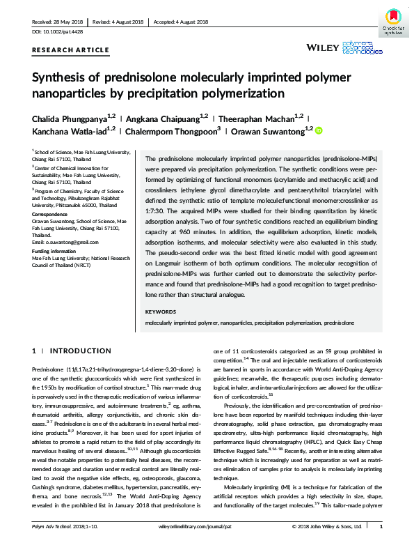(PDF) Synthesis of prednisolone molecularly imprinted polymer ...