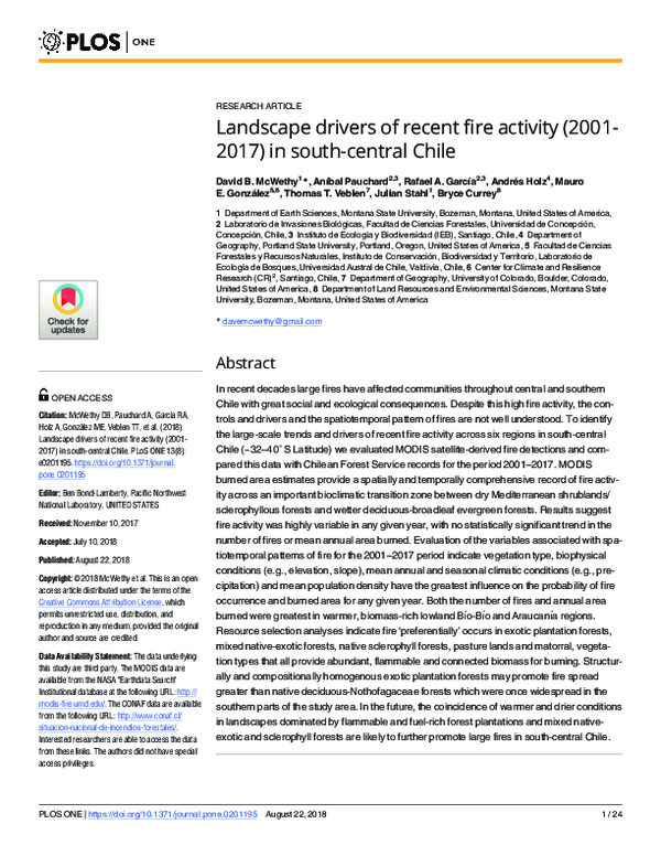 (PDF) Landscape drivers of recent fire activity (2001-2017) in south ...