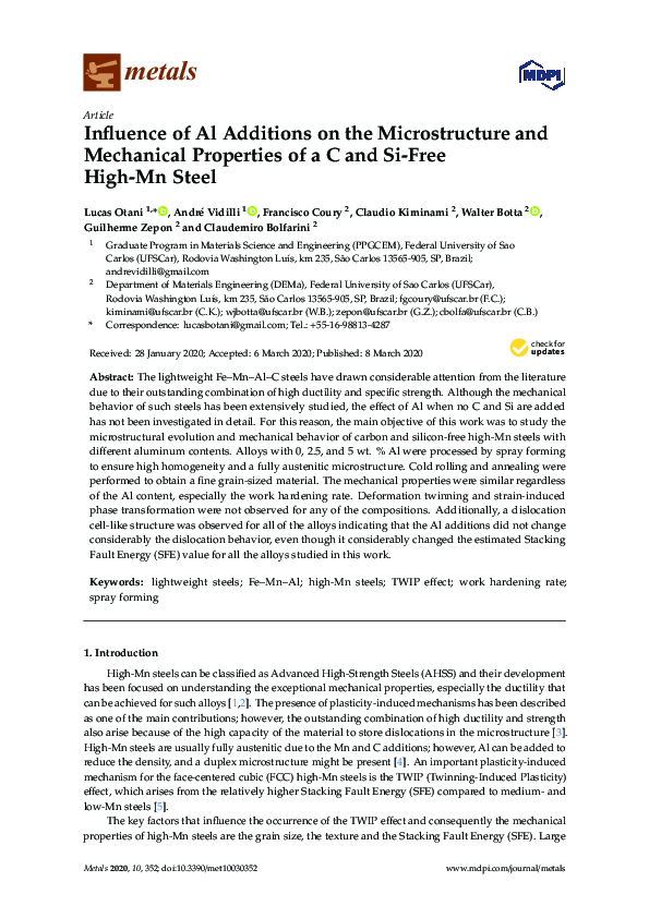 (PDF) Influence of Al Additions on the Microstructure and Mechanical ...