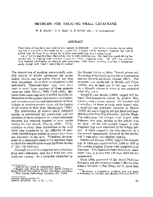 (PDF) Methods for tagging small cetaceans