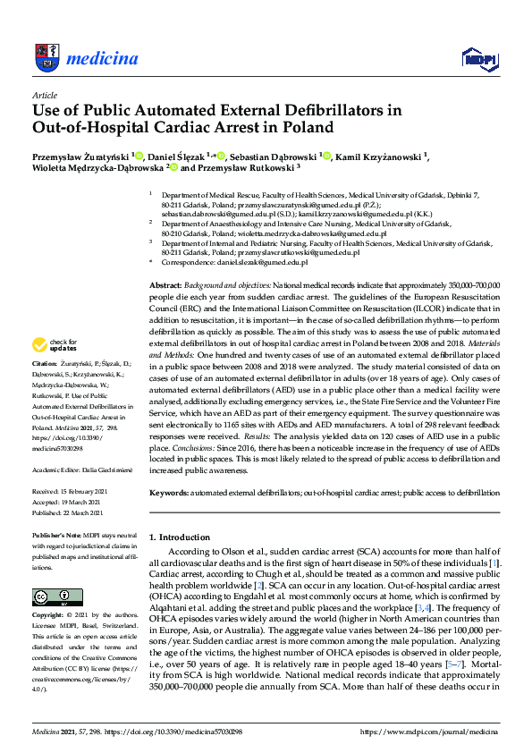 (PDF) Use of Public Automated External Defibrillators in Out-of ...