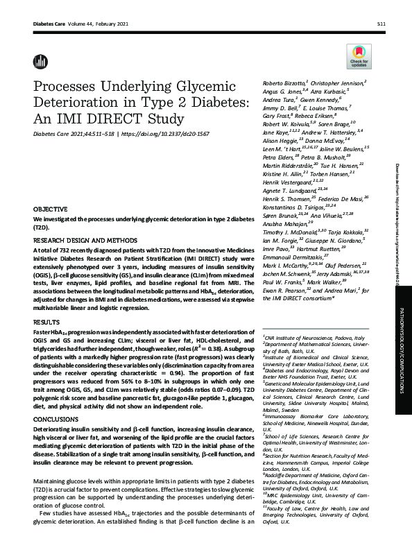 (PDF) Processes Underlying Glycemic Deterioration in Type 2 Diabetes ...