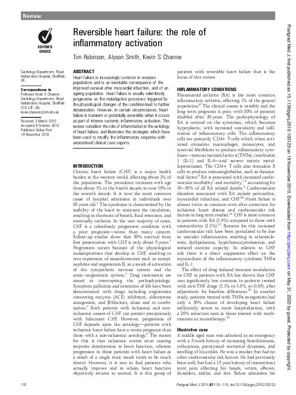 (PDF) Reversible heart failure: the role of inflammatory activation