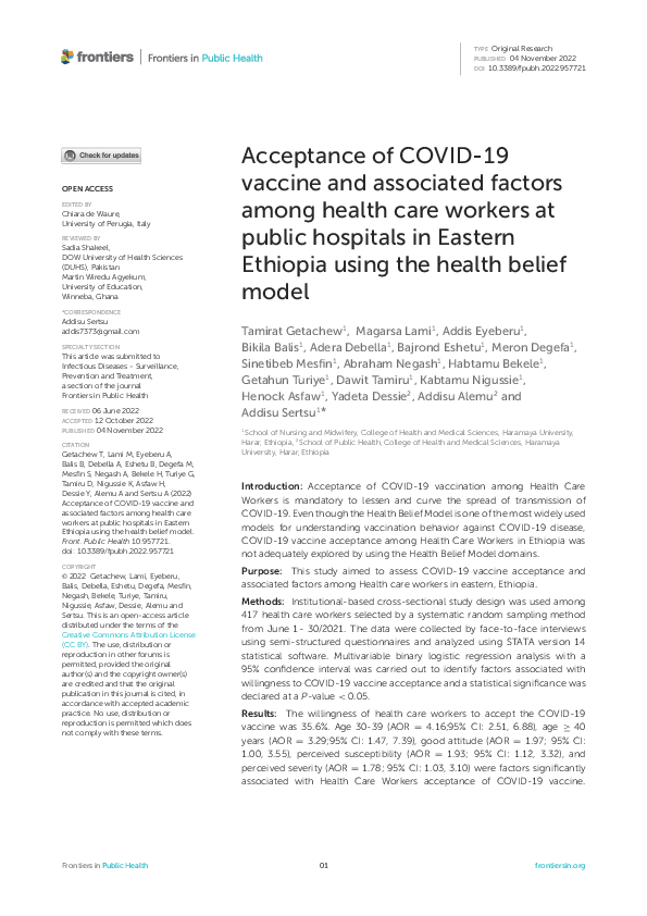 (PDF) Acceptance of COVID-19 vaccine and associated factors among ...