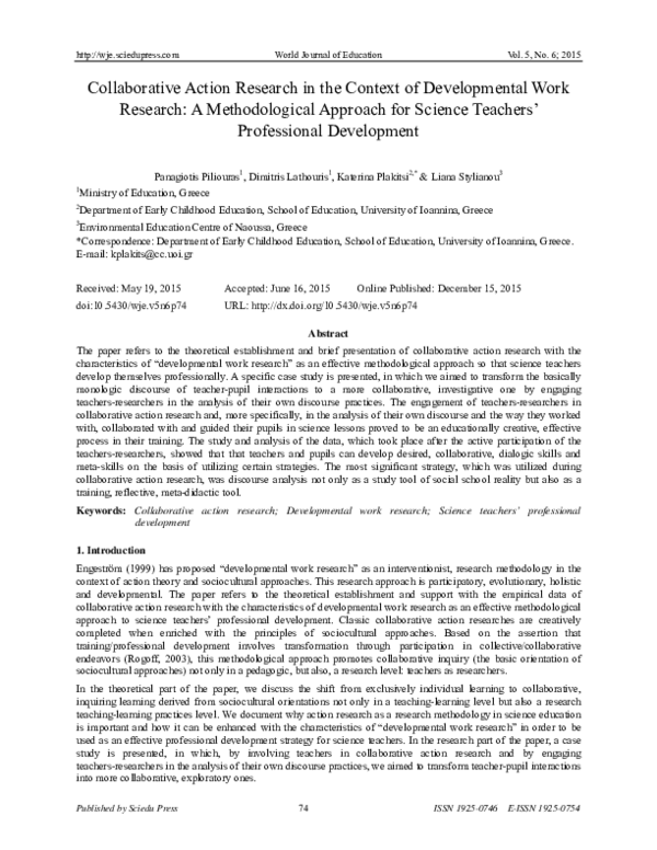 (PDF) Collaborative Action Research in the Context of Developmental ...