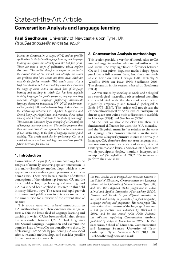 (PDF) Analysis and language learning
