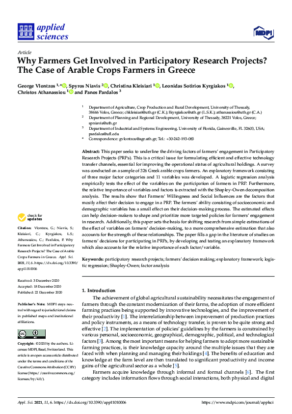 (PDF) Why Farmers Get Involved in Participatory Research Projects? The ...