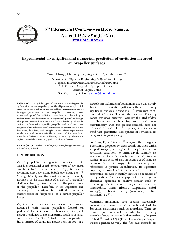 (PDF) Experimental investigation and numerical prediction of cavitation ...