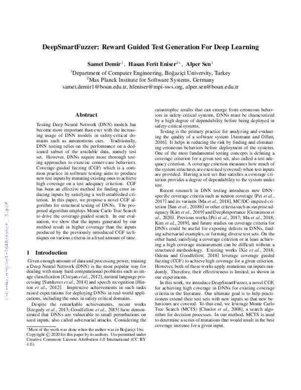 (PDF) DeepSmartFuzzer: Reward Guided Test Generation For Deep Learning