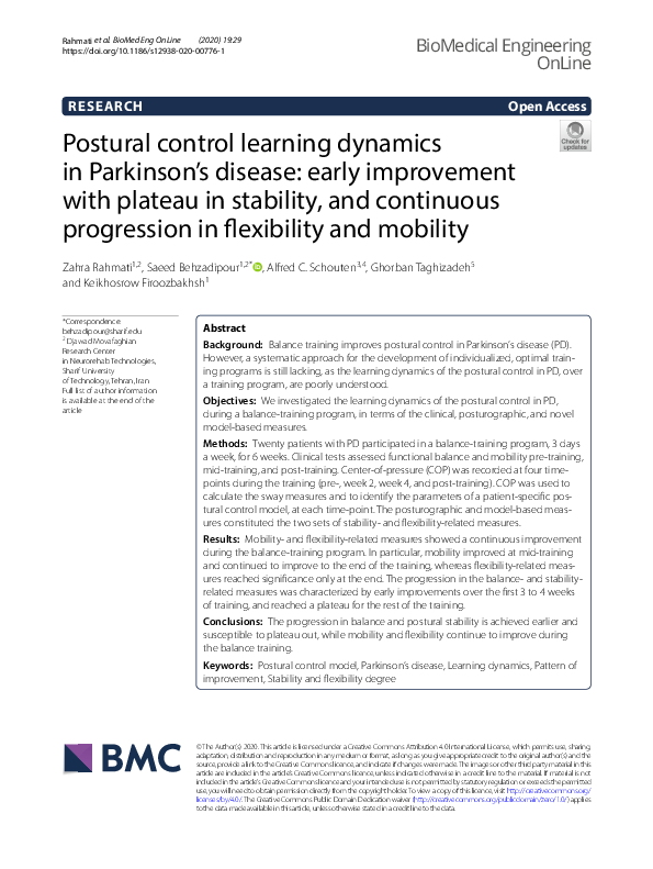 (PDF) Postural control learning dynamics in Parkinson’s disease: early ...