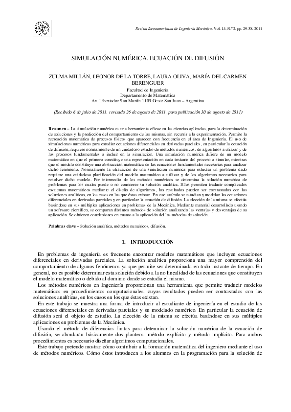 (PDF) Simulación numérica : ecuación de difusión
