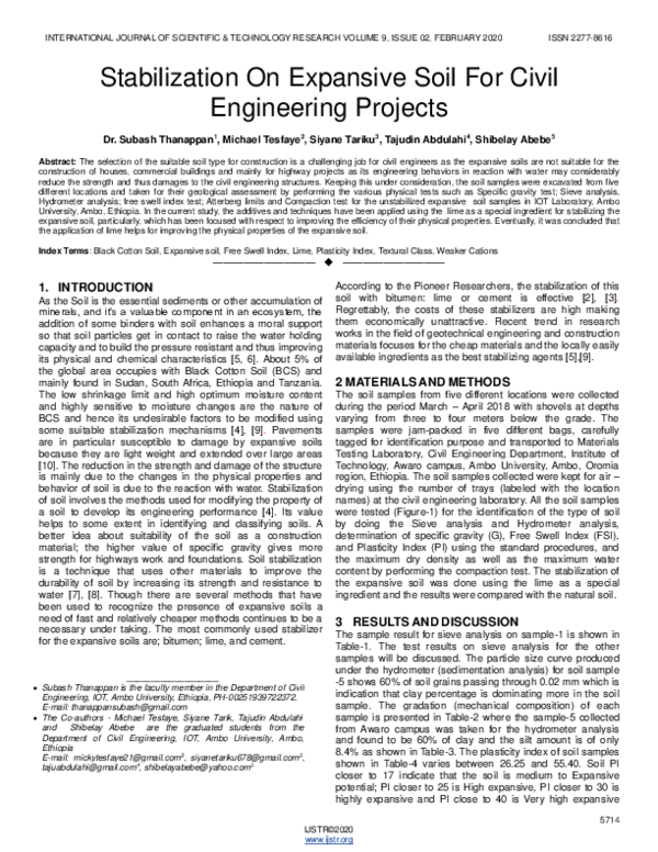(PDF) Stabilization On Expansive Soil For Civil Engineering Projects