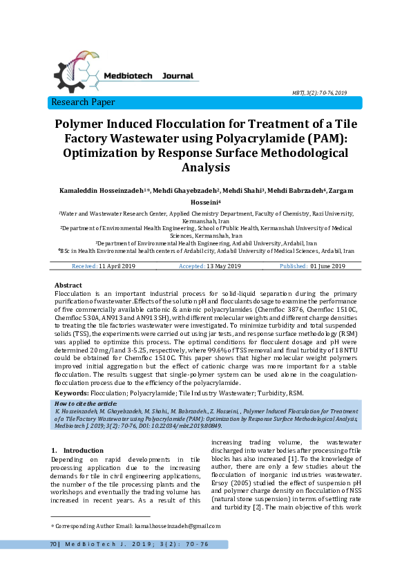 (PDF) Treatment of pulp and paper mill wastewater by polyacrylamide ...