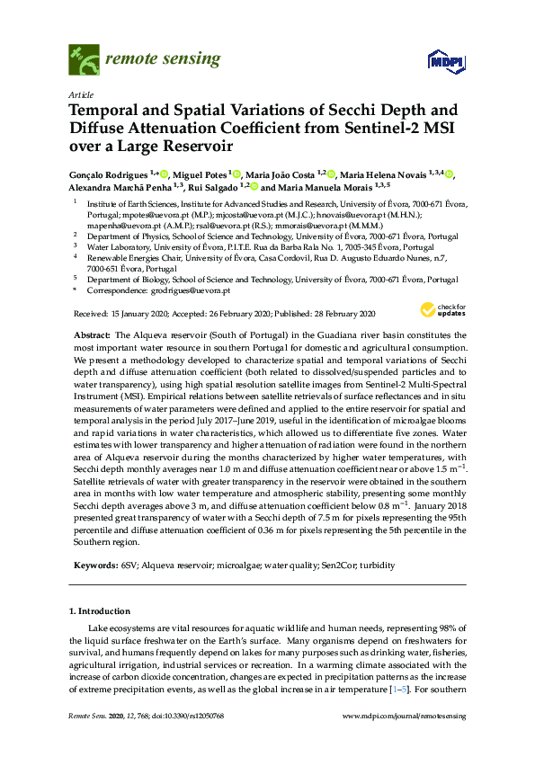 (PDF) Temporal and Spatial Variations of Secchi Depth and Diffuse ...
