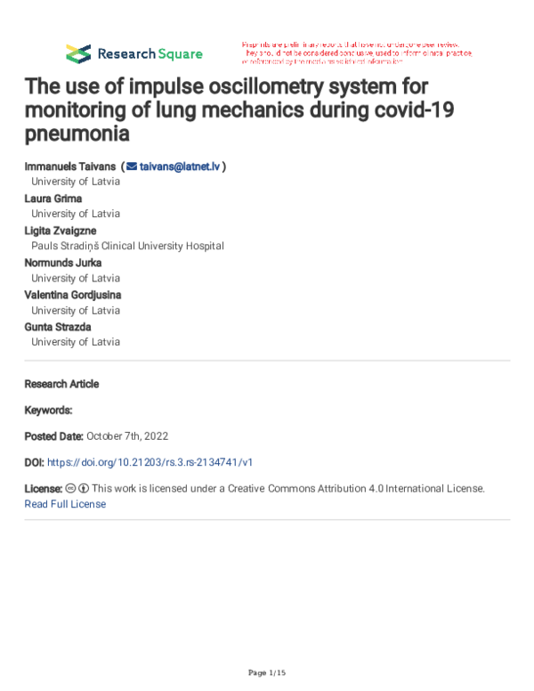 (PDF) The use of impulse oscillometry system for monitoring of lung ...