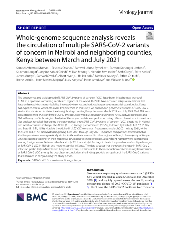 (PDF) Whole-genome sequence analysis reveals the circulation of ...