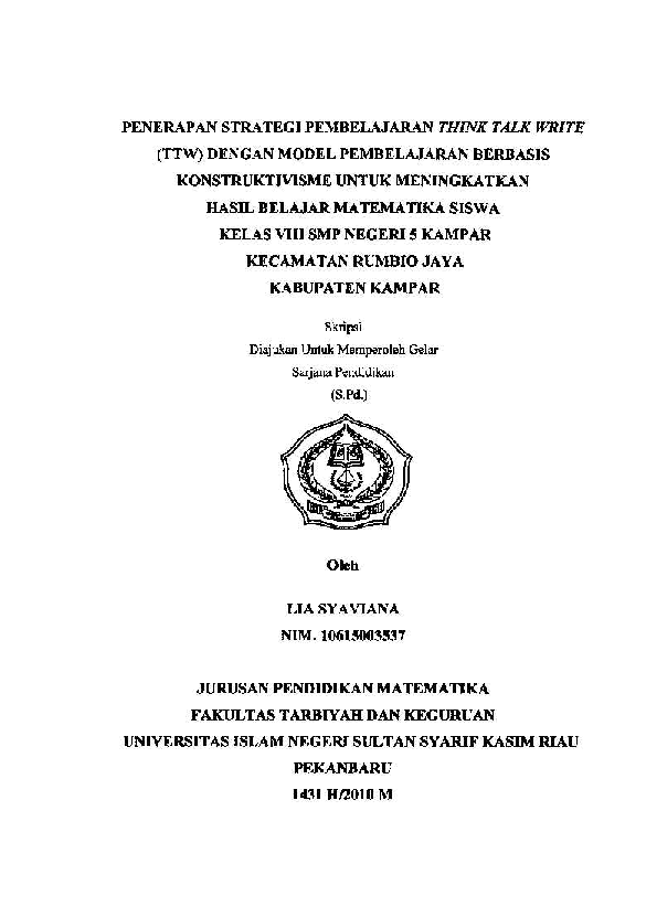 (PDF) Penerapan Strategi Pembelajaran Think Talk Write (TTW) Dengan ...
