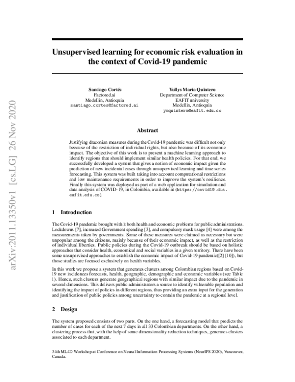 (PDF) Unsupervised learning for economic risk evaluation in the context ...
