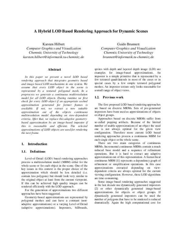 Pdf A Hybrid Lod Based Rendering Approach For Dynamic Scenes