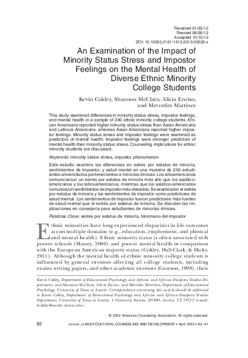 (PDF) An Examination of the Impact of Minority Status Stress and ...