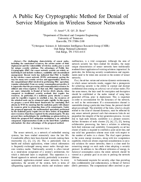 (PDF) A Public Key Cryptographic Method for Denial of Service ...