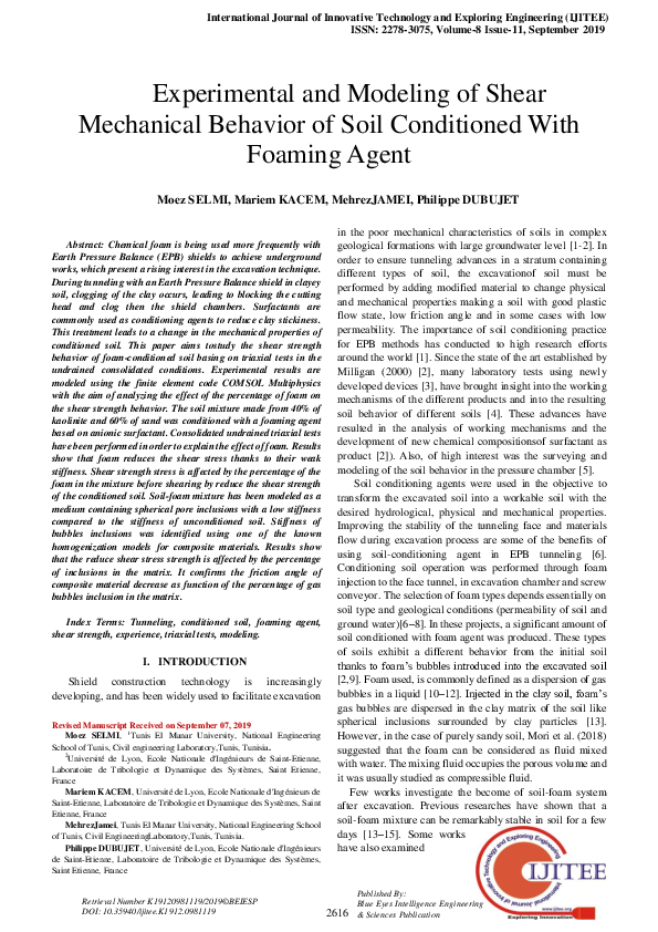 (PDF) Experimental and Modeling of Shear Mechanical Behavior of Soil ...