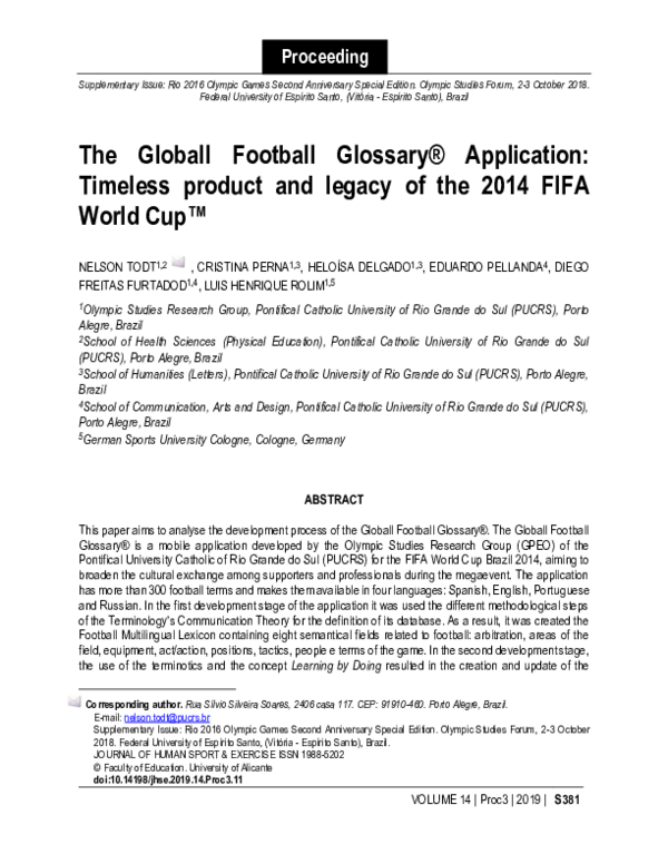 (PDF) The Globall Football Glossary® Application: Timeless product and ...