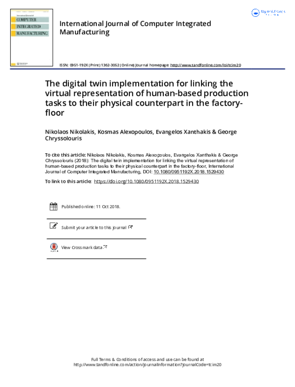 (PDF) The digital twin implementation for linking the virtual ...