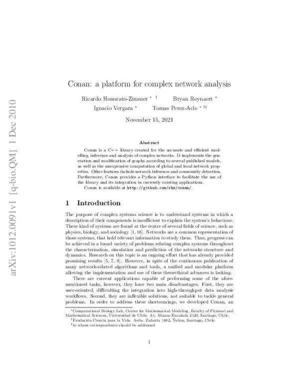 (PDF) Conan: a platform for complex network analysis