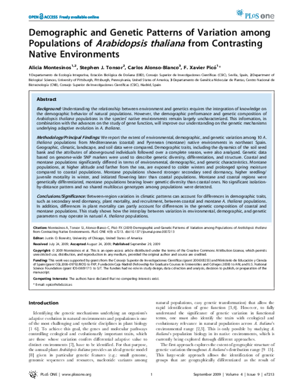 (PDF) Demographic and Genetic Patterns of Variation among Populations ...