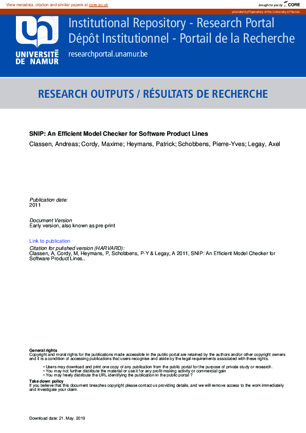 (PDF) Snip: An efficient model checker for software product lines